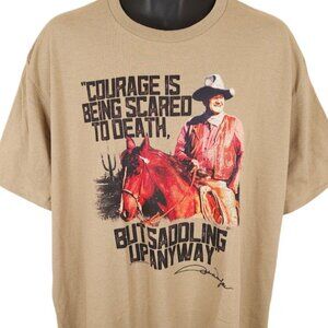 John Wayne T Shirt Mens Size 2XL Beige Courage Quote Cowboy Western Legend